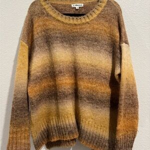 MACARON Warm Toned Striped Crew Neck Sweater